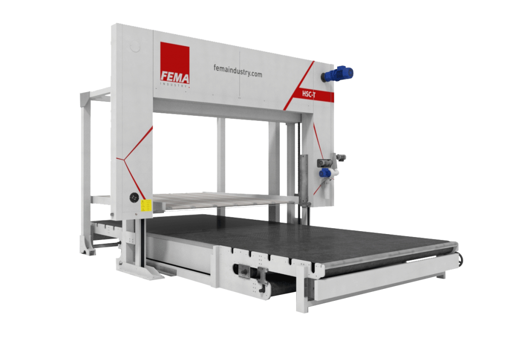 Máquina de corte horizontal automático para espumas HSC-T de Fema Industry.