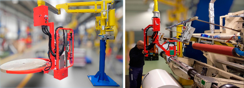 Manipuladores ingrávidos para bobinas y ejes porta bobinas